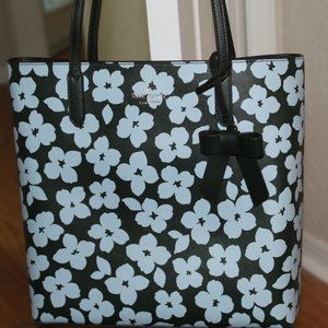 Kate Spade Tote bag, dark green and blue flowers.